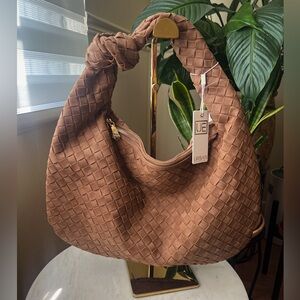 Faux Suede Woven Knot Satchel bag | Urban Expressions